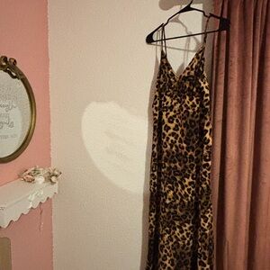 Vintage Leopard Print Maxi Dress